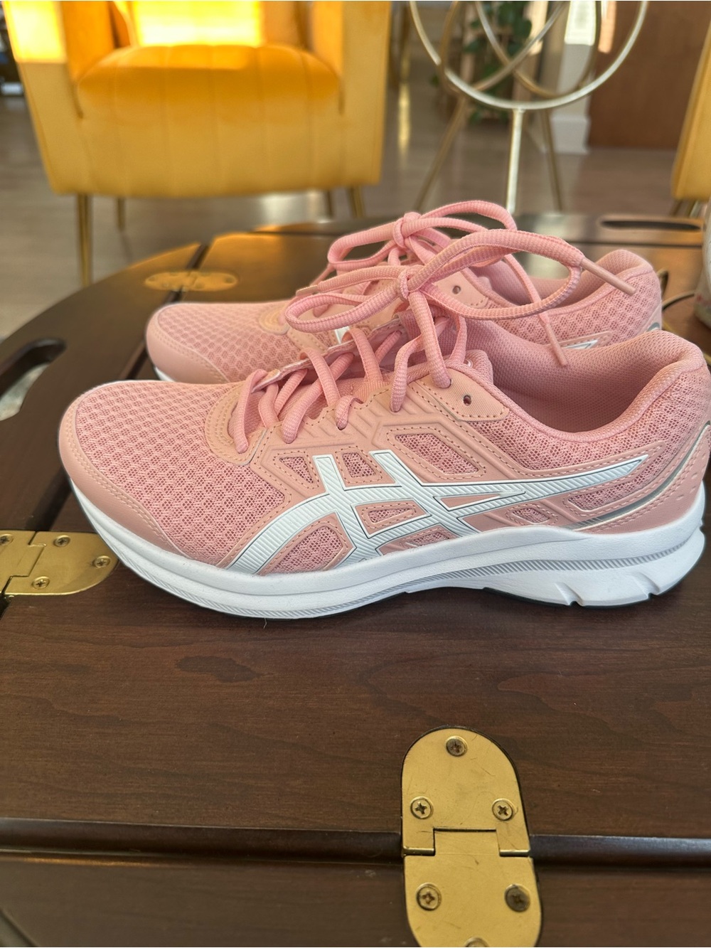 ASICS Pink and White Women's Athletic Running Shoes